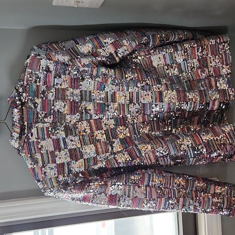 Main Strip Multicolor Sequin Jacket Size Medium N… - image 3